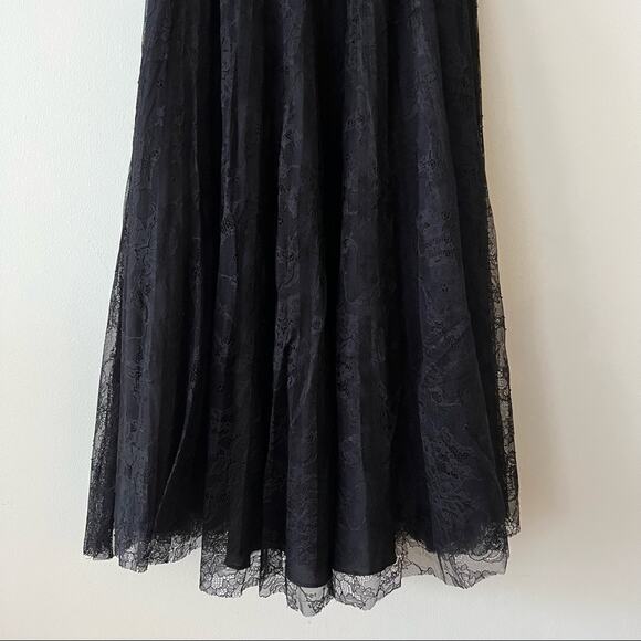 Anna Sui Black & Pink Pleated Lace Strapless Dress - Picture 4 of 9